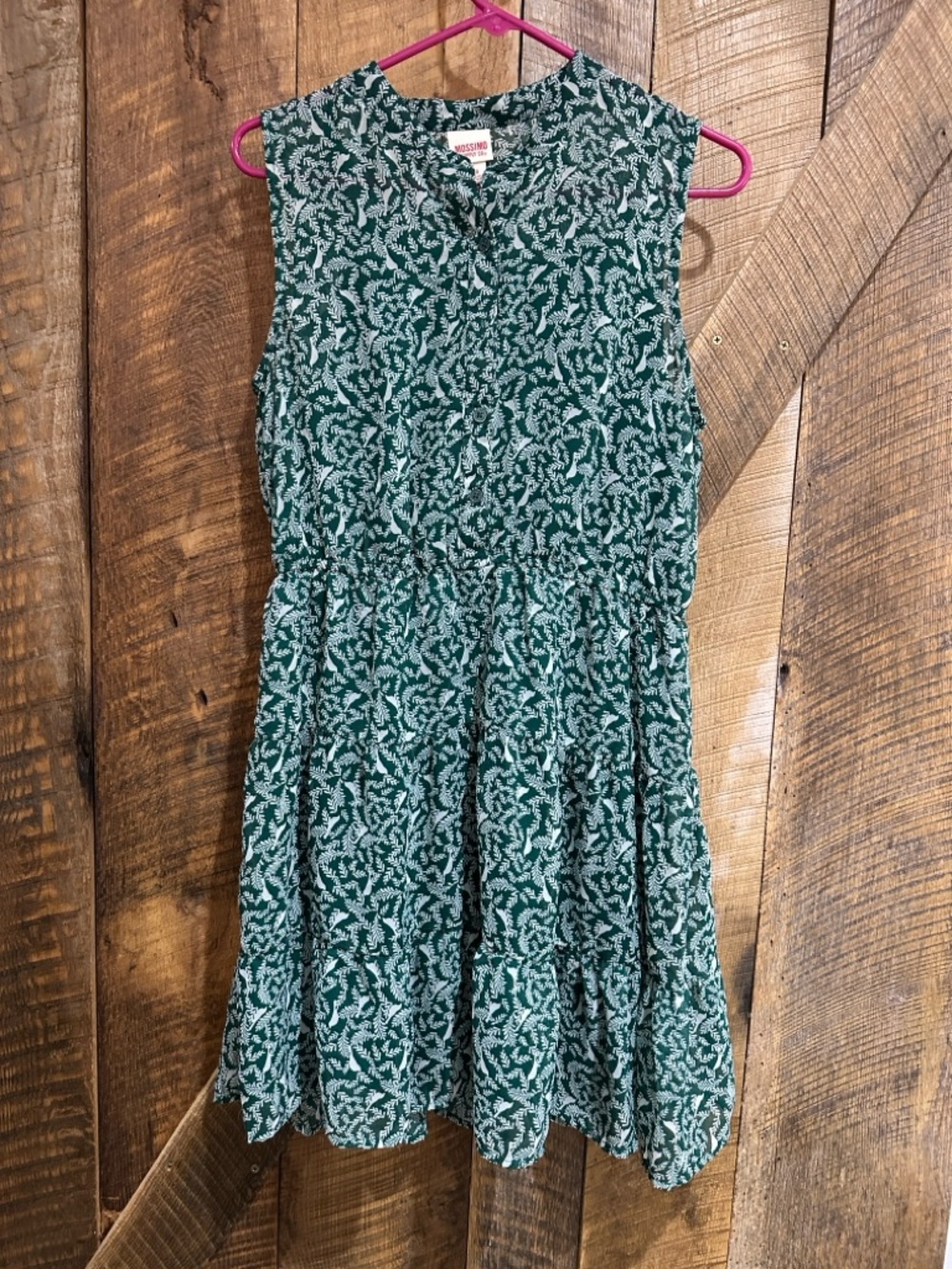 Mossimo Supply Co. Green Printed Sleeveless Tiered Dress Size Large F07